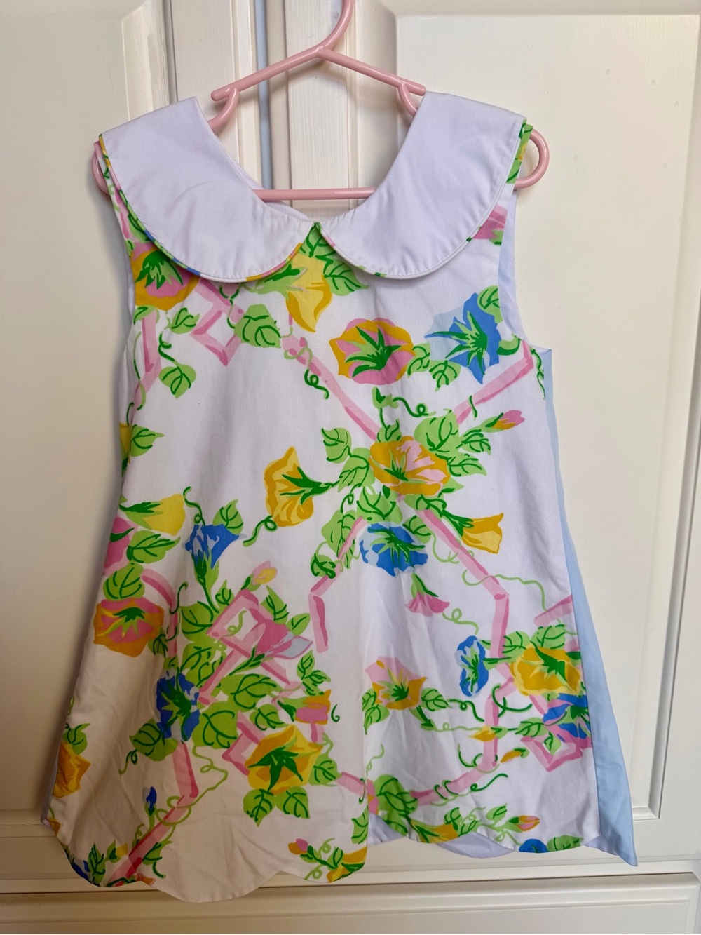 Beaufort bonnet Peter Pan collared dress. Buttons up back